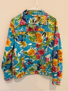 Laura Ashley Bright Turquoise Floral Jean Jacket